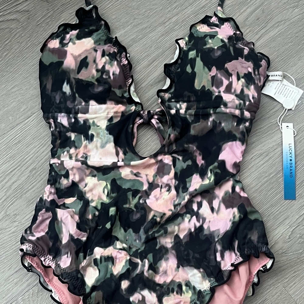 (NWT) Lucky Brand Smokescreen Monokini One-Piece Swimsuit Size XS - Picture 3 of 12